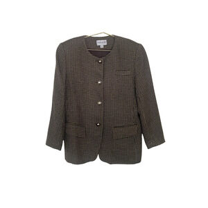 Vintage John Meyer of Norwich Wool Blend Blazer Size XL Brown Tweed Textured